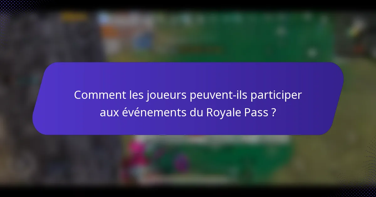 Comment les joueurs peuvent-ils participer aux événements du Royale Pass ?