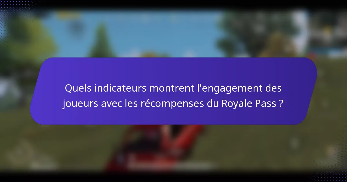 Quels indicateurs montrent l'engagement des joueurs avec les récompenses du Royale Pass ?